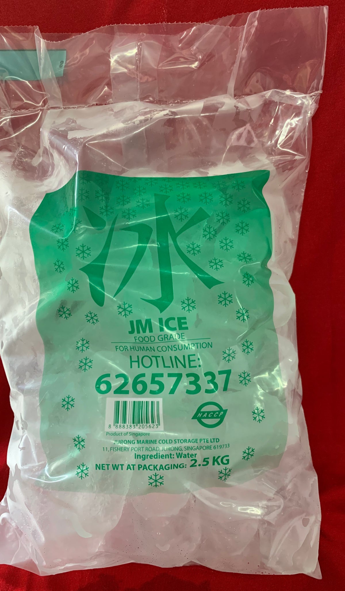 Tube Ice 2.5 kg; 5 bag @ $15.00. Advance Order Needed